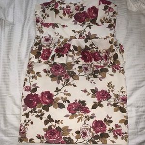 NWT Peplum Strapless Floral Dress